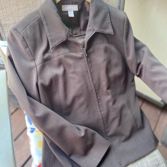 Chocolate Brown Zipup Blazer Jacket - Picture 8 of 9